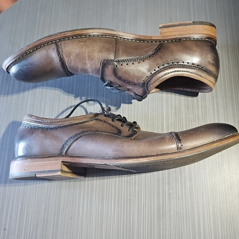 Stacy Adams Mens Balance Manmade Leather Oxford Shoes Size 9.5 Brown & Black EUC